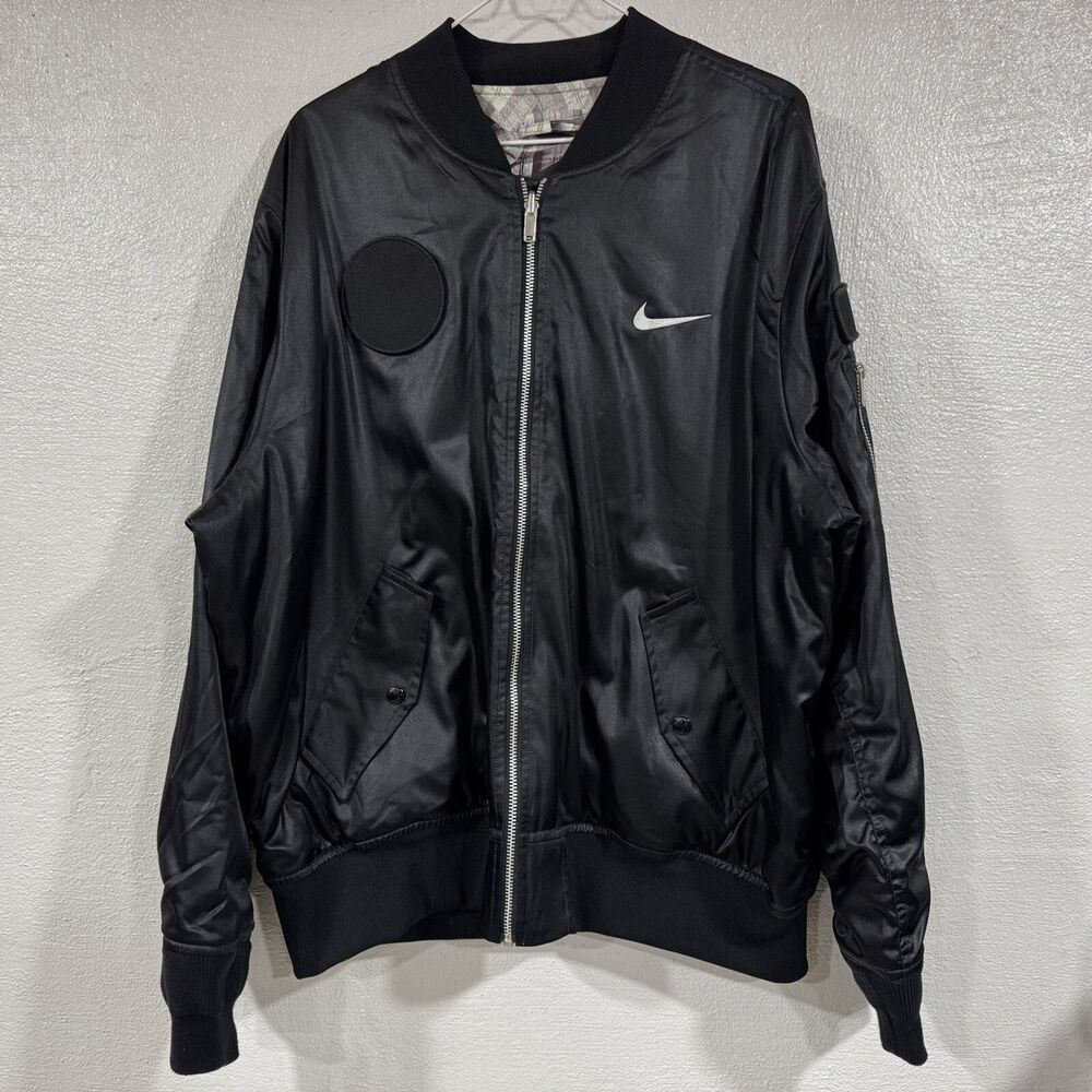 Nike Court Slam Tennis Reversible Graphic Satin Bomber Jacket AT4373-010 Mens 2X